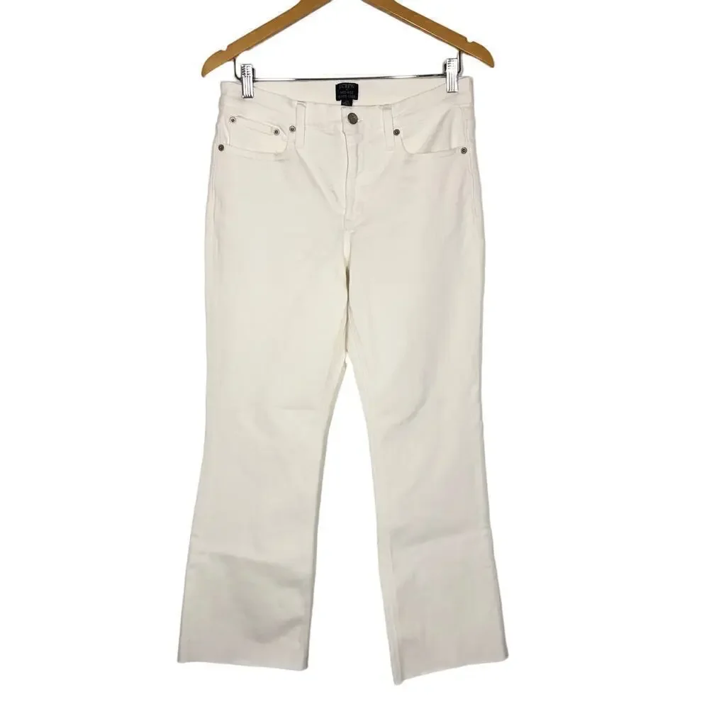 J. Crew Flare Crop Jeans Mid Rise Signature Stretch 5-Pocket White Denim Size 29